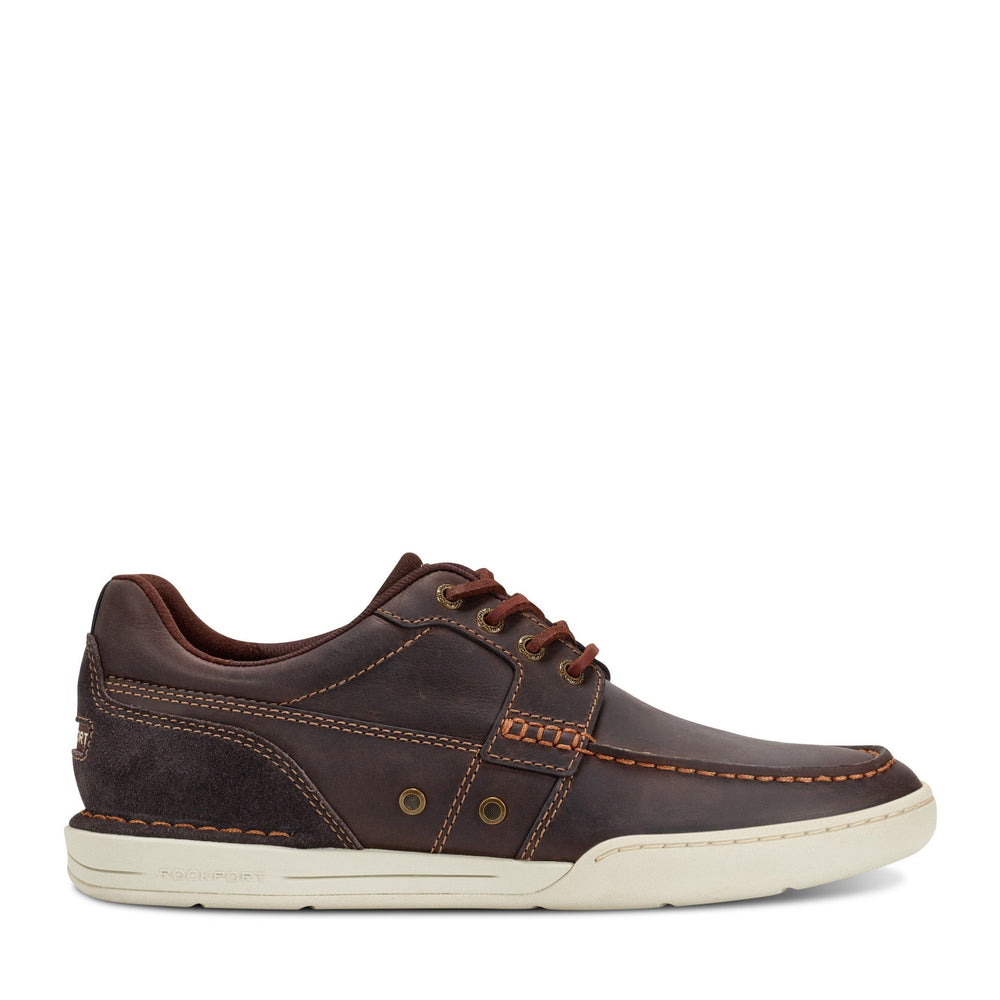 Rockport Men / Wentworth Round Toe Casual Flat Boat Shoe - Dark Brown