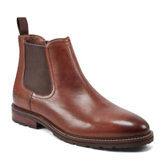 Rockport Men / Cassius Slip-on Almond Toe Boots - Dark Natural Leather