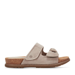 Rockport Women / Zova Slip-on Open Toe Flat Casual Sandals - Taupe Suede