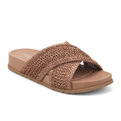 Rockport Women / Leia Casual Slip-On Flat Sandals - Medium Brown