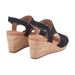 Rockport Women / Bristol Casual Wedge Sandals - Black Suede