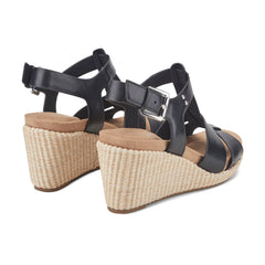 Rockport Women / Belle Casual Wedge Sandals - Black Leather