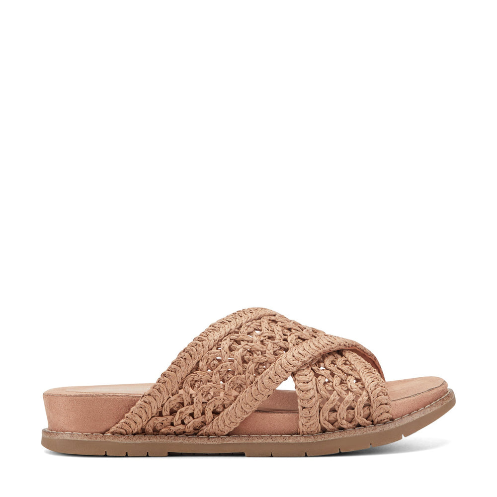 Rockport Women / Zora Open Toe Slip-on Flat Casual Sandals - Medium Natural