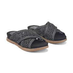 Rockport Women / Zora Open Toe Slip-on Flat Casual Sandals - Black