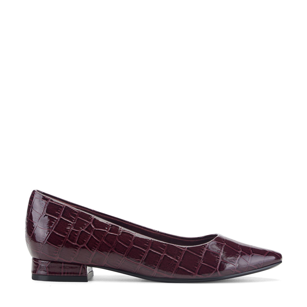 Rockport Women / Tessa Total Motion Pointy Toe Dress Flats - Dark Red Croco Patent