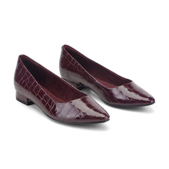 Rockport Women / Tessa Total Motion Pointy Toe Dress Flats - Dark Red Croco Patent