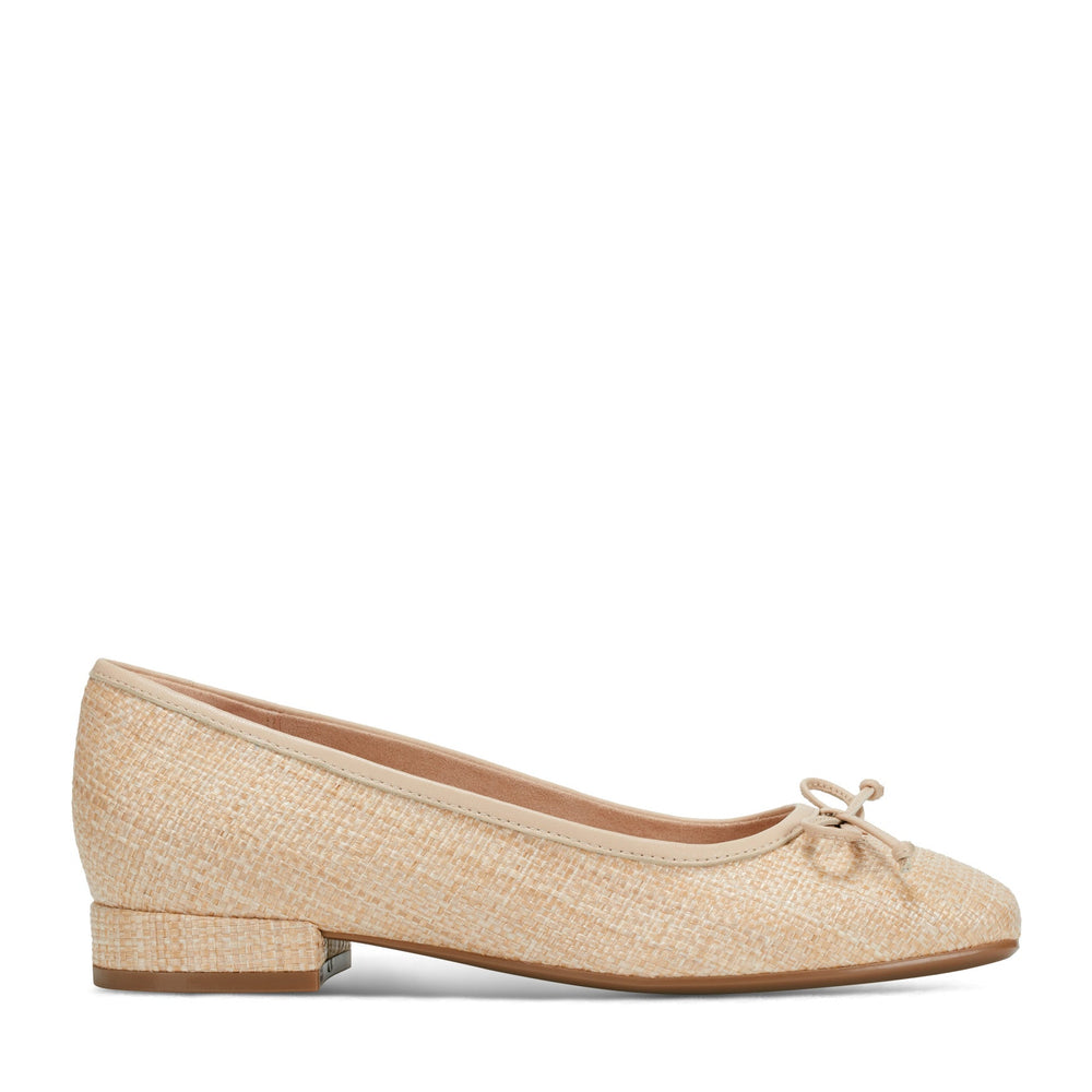 Rockport Women / Sadie Square Toe Slip-on Ballet Dress Flats - Light Natural Raffia