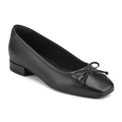 Rockport Women / Sadie Square Toe Slip-on Ballet Dress Flats - Black Leather