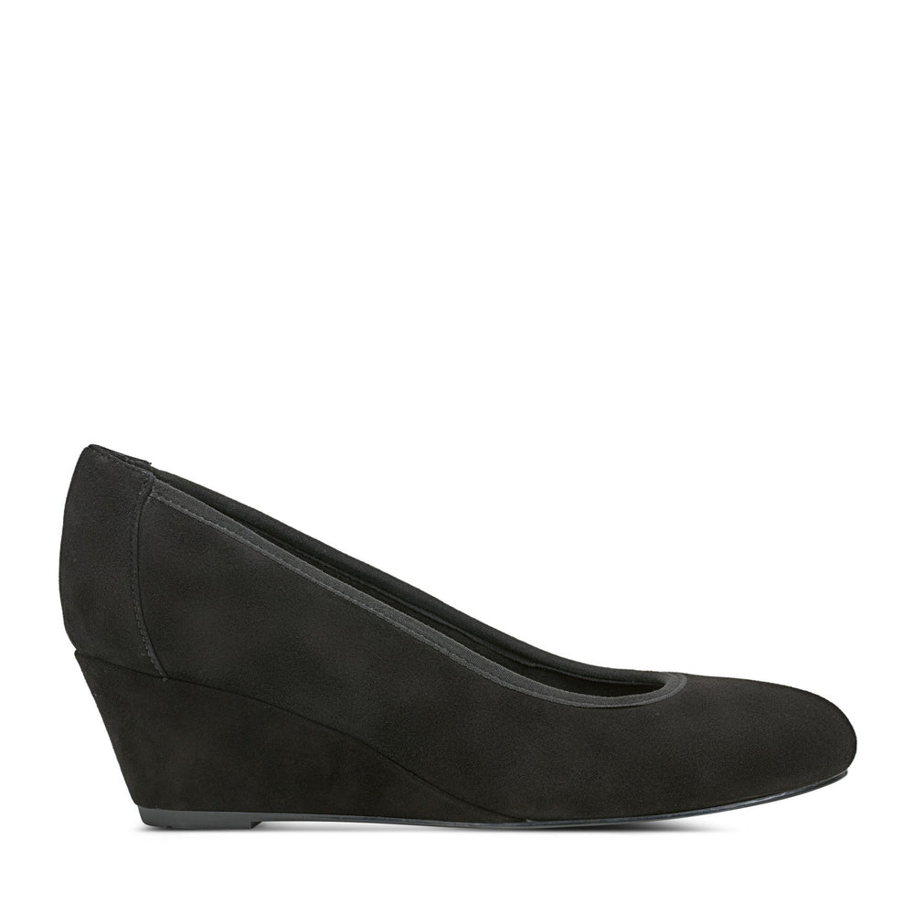 Rockport Women / Rita Slip-on Almond Toe Dress Wedges - Black Suede