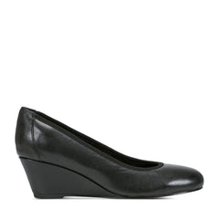 Rockport Women / Rita Slip-on Almond Toe Dress Wedges - Black Leather