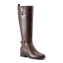 Rockport Women / Harper Riding Wide Calf Boot with Buckle - Dark Brown Leather