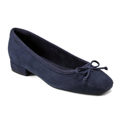 Rockport Women / Sadie Square Toe Slip-on Ballet Dress Flats - Dark Blue Suede
