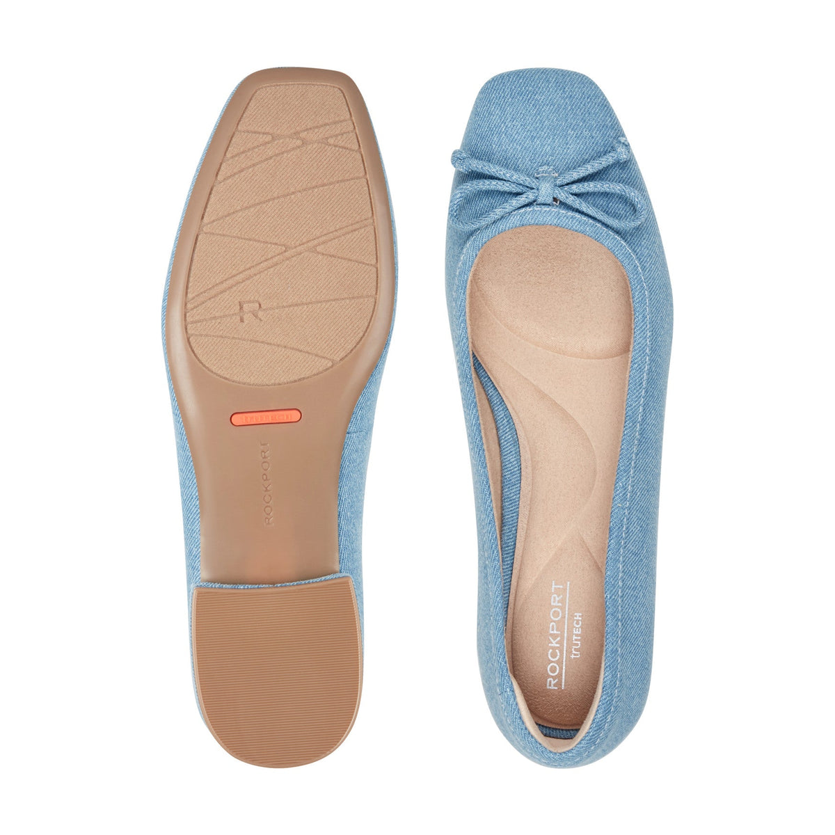 Rockport Women / Sadie Square Toe Slip-on Ballet Dress Flats - Blue Denim