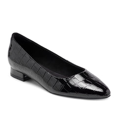 Rockport Women / Tessa Total Motion Pointy Toe Dress Flats - Black Croco Patent