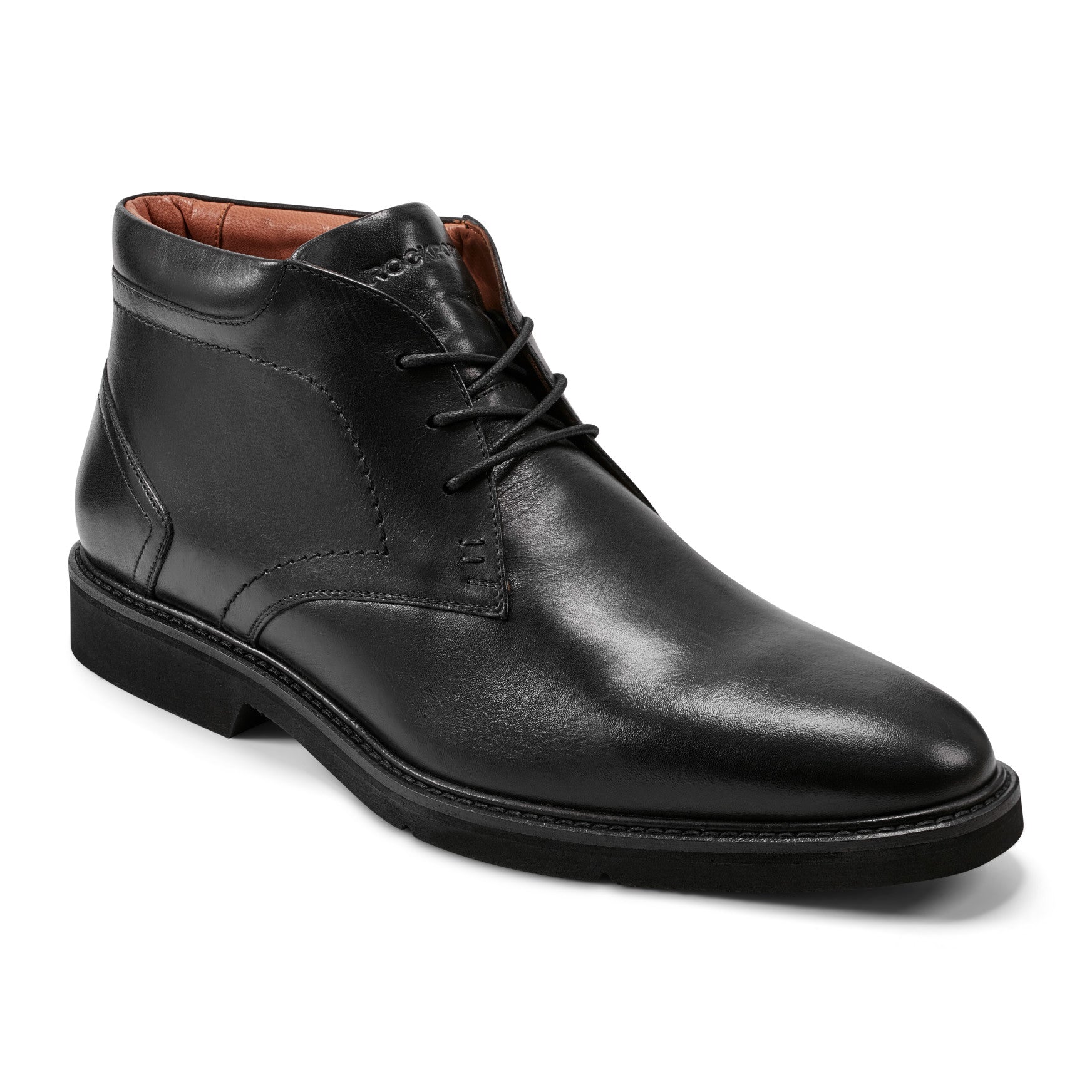 Rockport Men / Flynn Lace-up Almond Toe Casual Boots - Black Leather