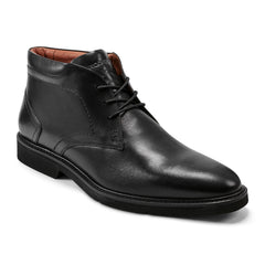 Rockport Men / Flynn Lace-up Almond Toe Casual Boots - Black Leather