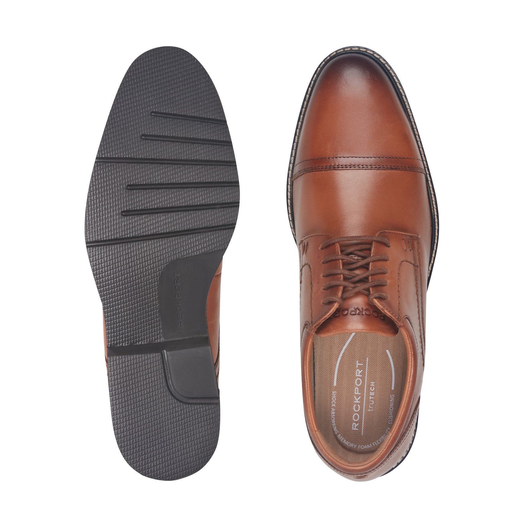 Rockport Men / Findlay Dress Lace-up Almond Toe Oxfords - Medium Natural Leather