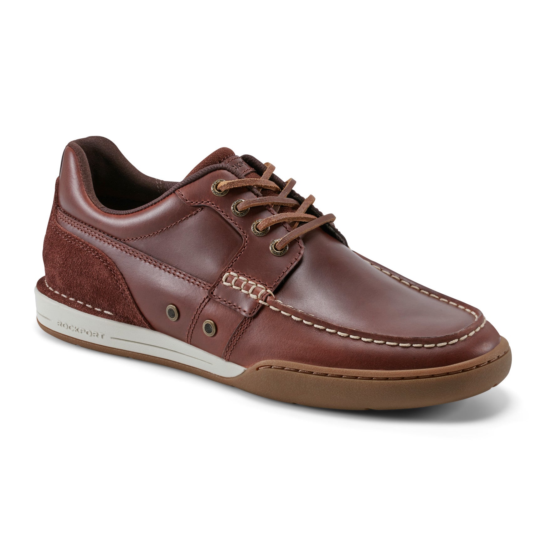 Rockport Men / Wentworth Round Toe Casual Flat Boat Shoe - Dark Natural