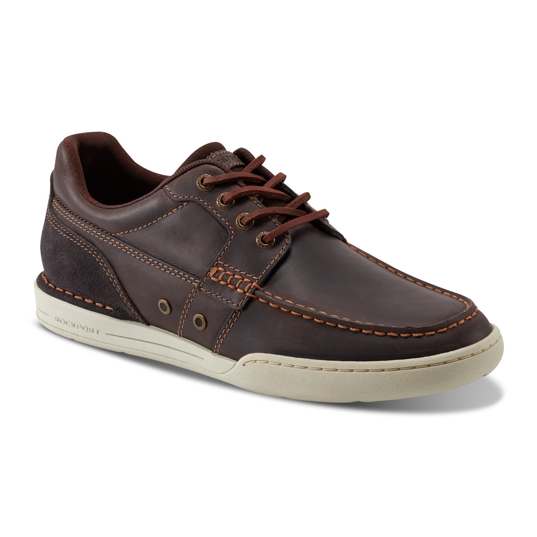 Rockport Men / Wentworth Round Toe Casual Flat Boat Shoe - Dark Brown