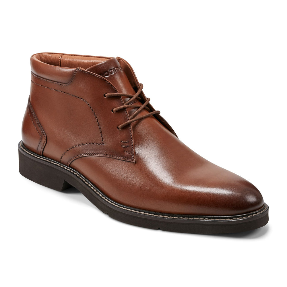 Rockport Men / Flynn Lace-up Almond Toe Casual Boots - Medium Natural Leather