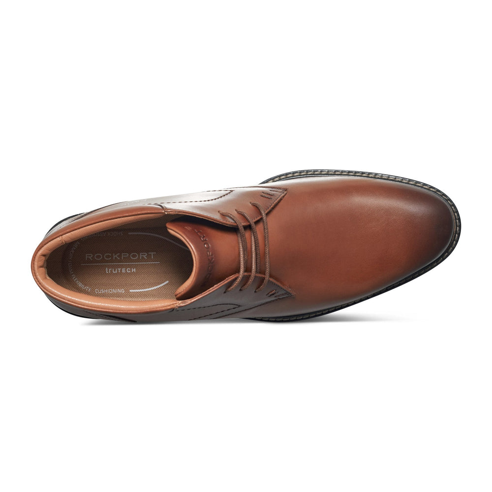 Rockport Men / Flynn Lace-up Almond Toe Casual Boots - Medium Natural Leather