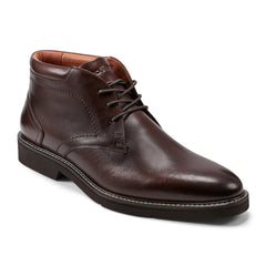 Rockport Men / Flynn Lace-up Almond Toe Casual Boots - Dark Brown Leather