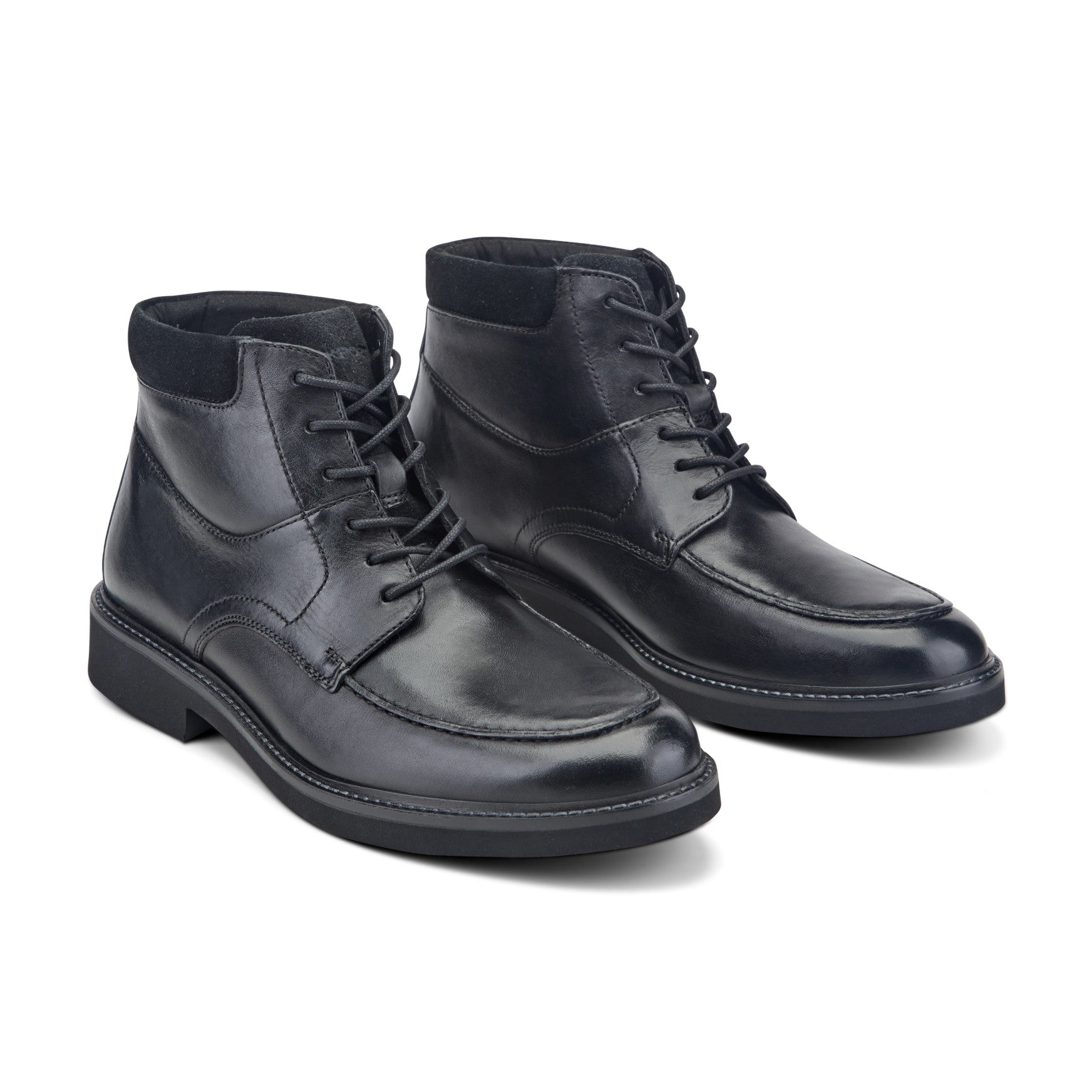 Rockport Men / Macklin Moc Toe Lace-Up Leather Boots - Black Leather