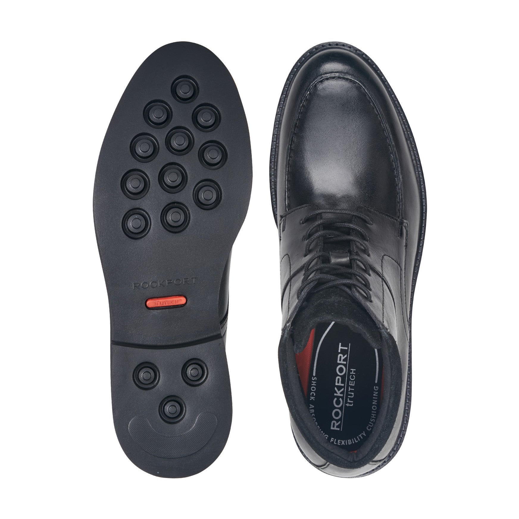Rockport Men / Macklin Moc Toe Lace-Up Leather Boots - Black Leather