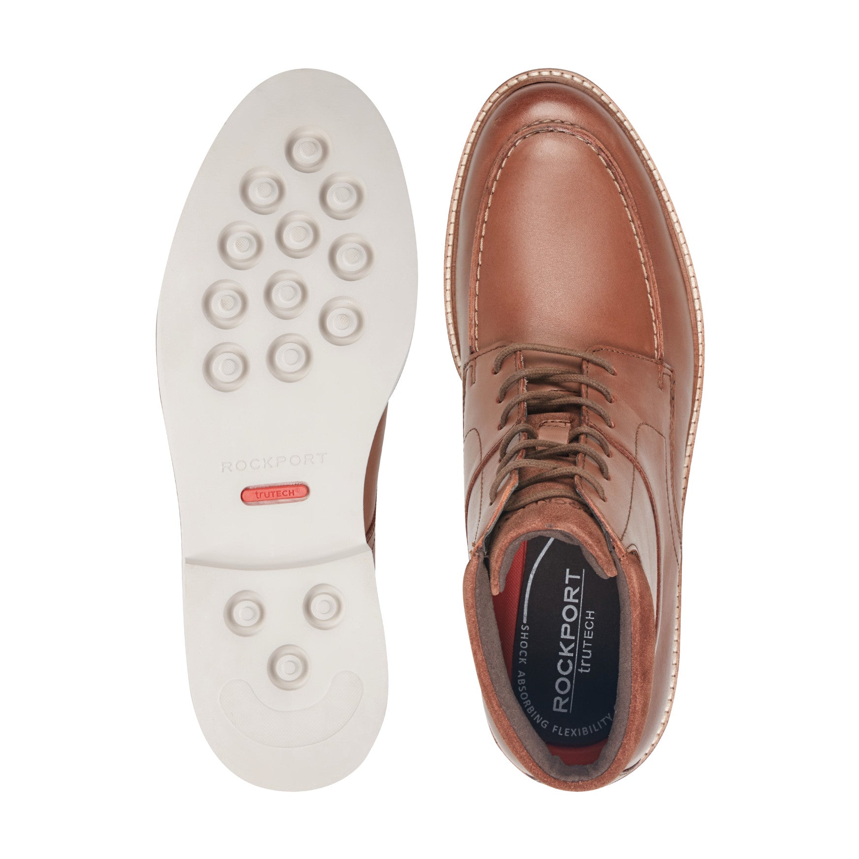 Rockport Men / Macklin Moc Toe Lace-Up Leather Boots - Medium Natural Leather