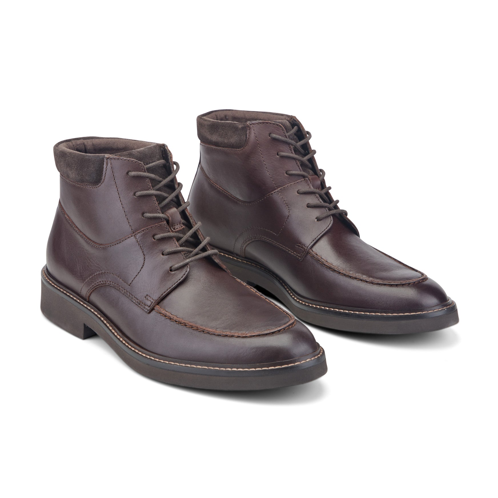 Rockport Men / Macklin Moc Toe Lace-Up Leather Boots - Dark Brown Leather