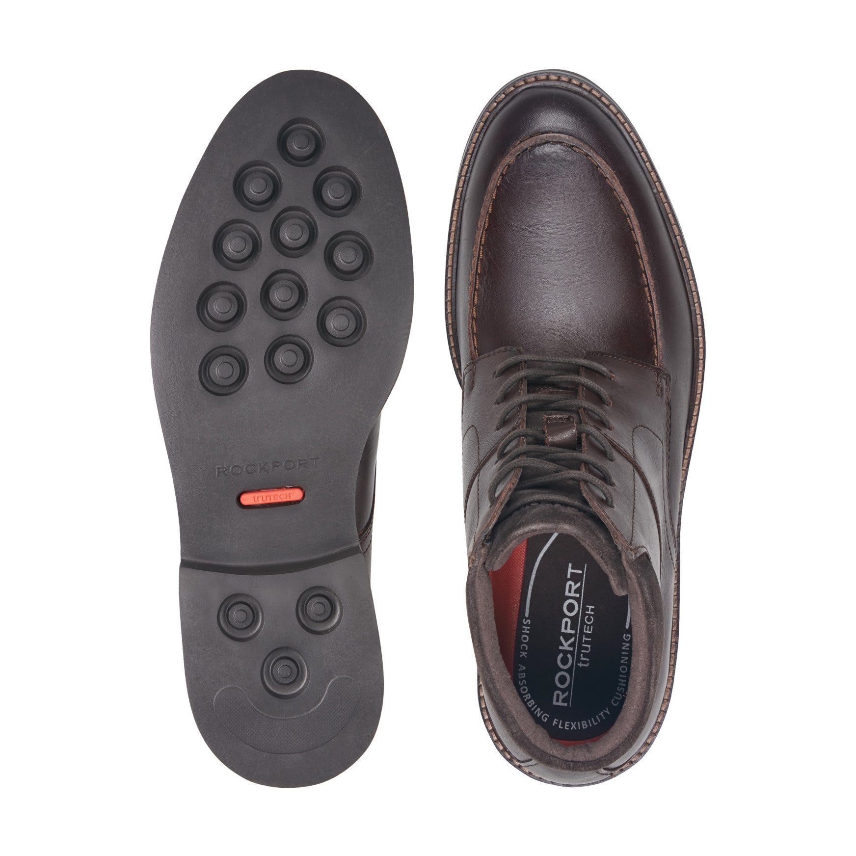 Rockport Men / Macklin Moc Toe Lace-Up Leather Boots - Dark Brown Leather