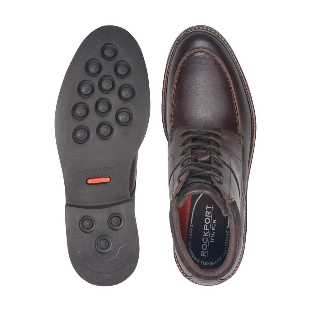 Rockport Men / Macklin Moc Toe Lace-Up Leather Boots - Dark Brown Leather