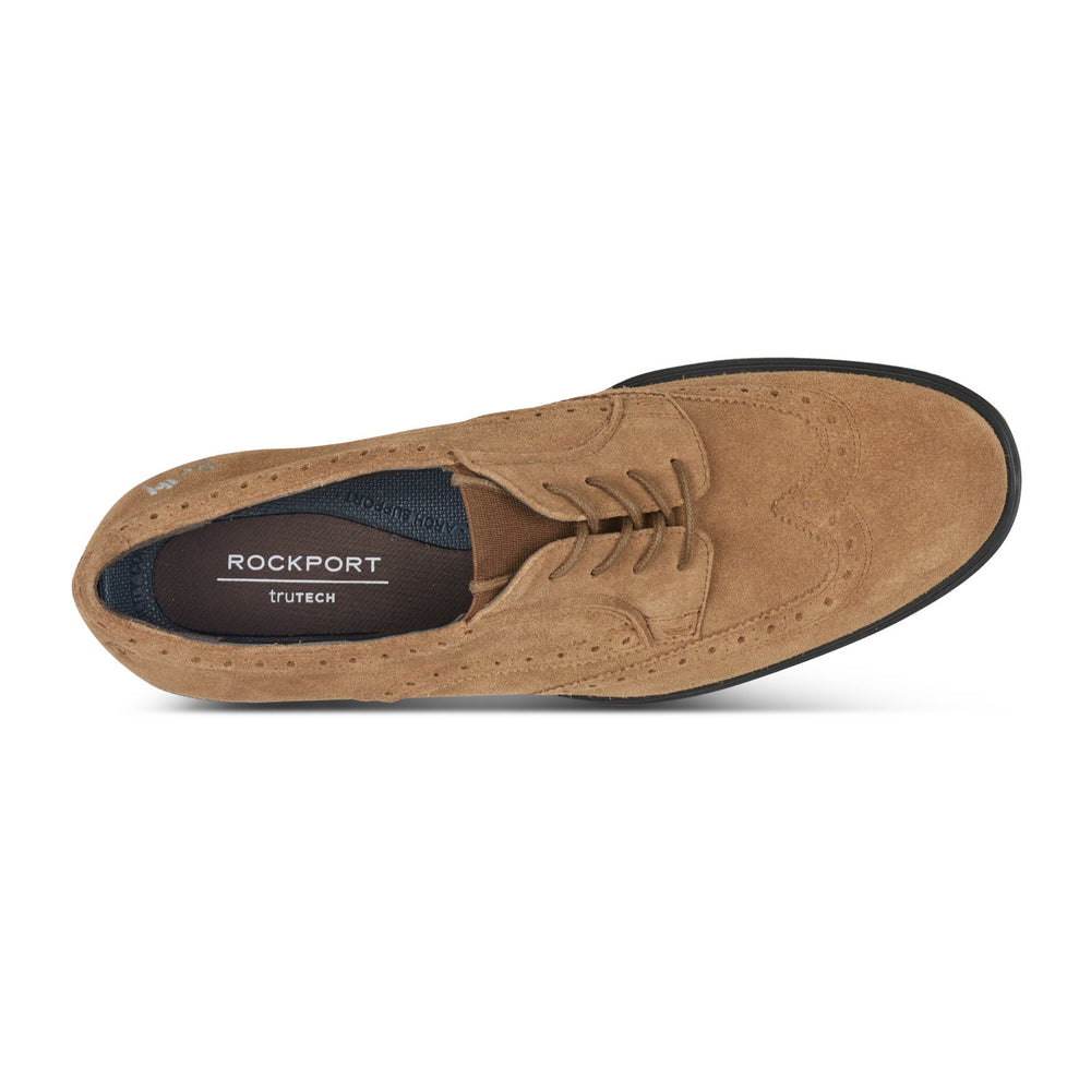 Rockport Men / Keegan Dress Wing Tip Lace-up Oxfords - Cognac Suede