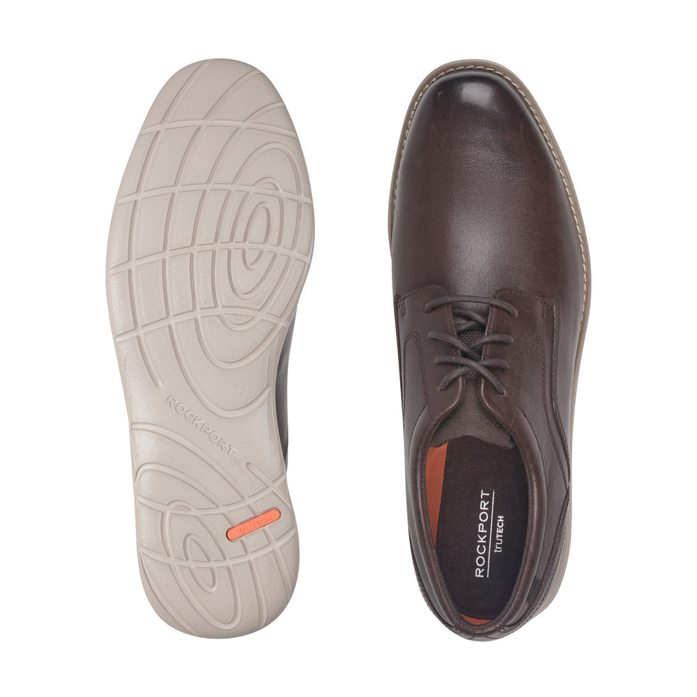 Rockport Men / Garett Plain Toe Oxford - Dark Brown Leather