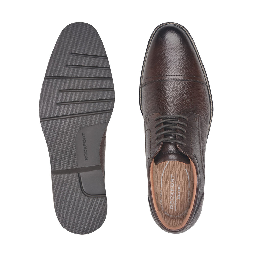 Rockport Men / Findlay Dress Lace-up Almond Toe Oxfords - Dark Brown Leather