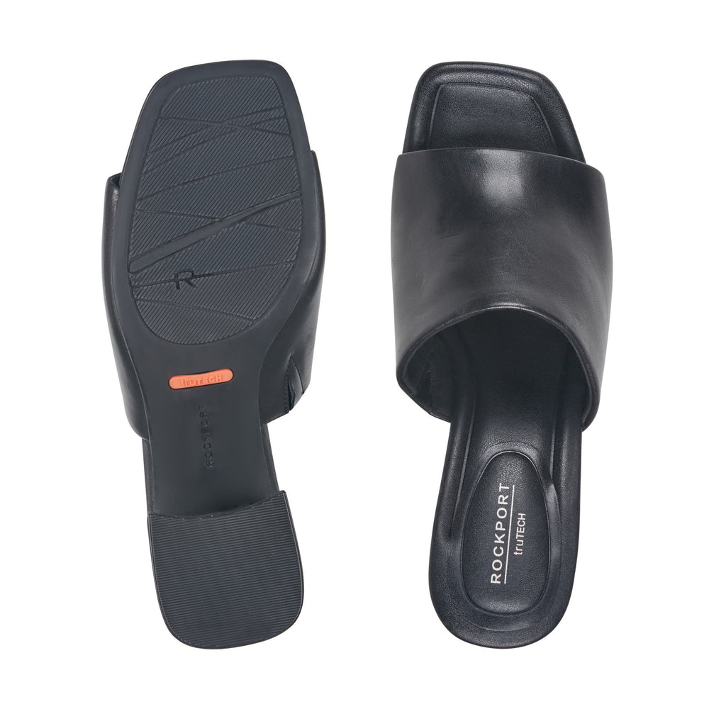 Rockport Women / Gracyn Slip-On Sandals - Black Leather