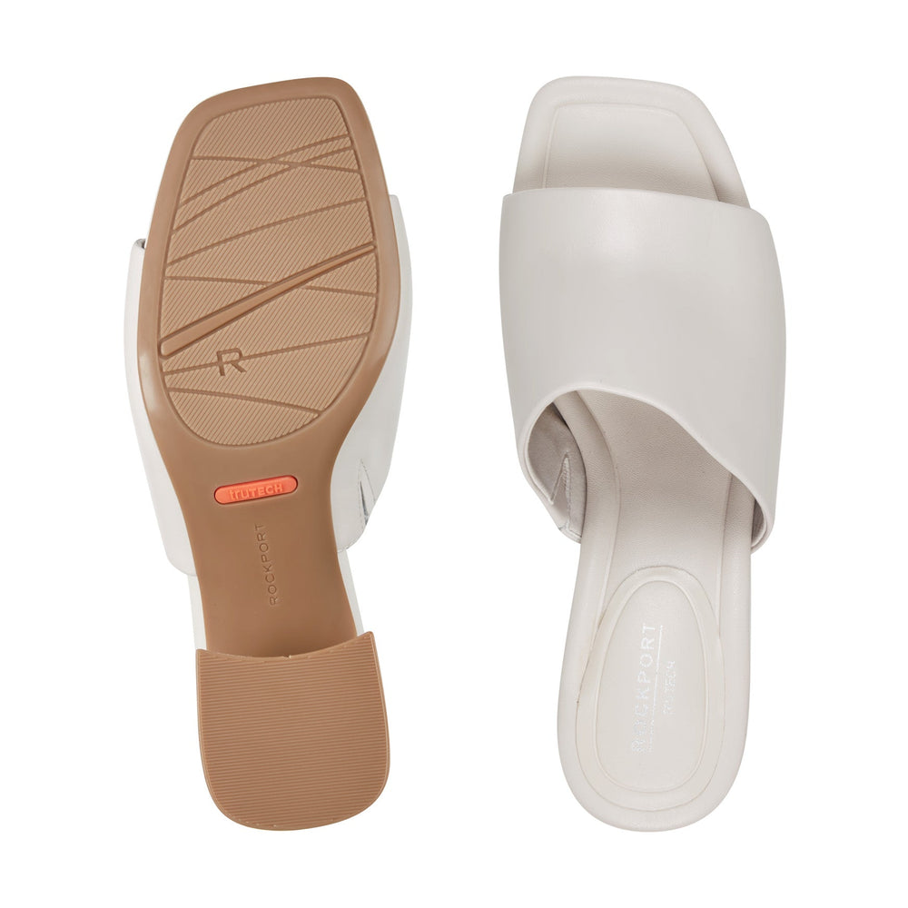 Rockport Women / Gracyn Slip-On Sandals - Ivory Leather