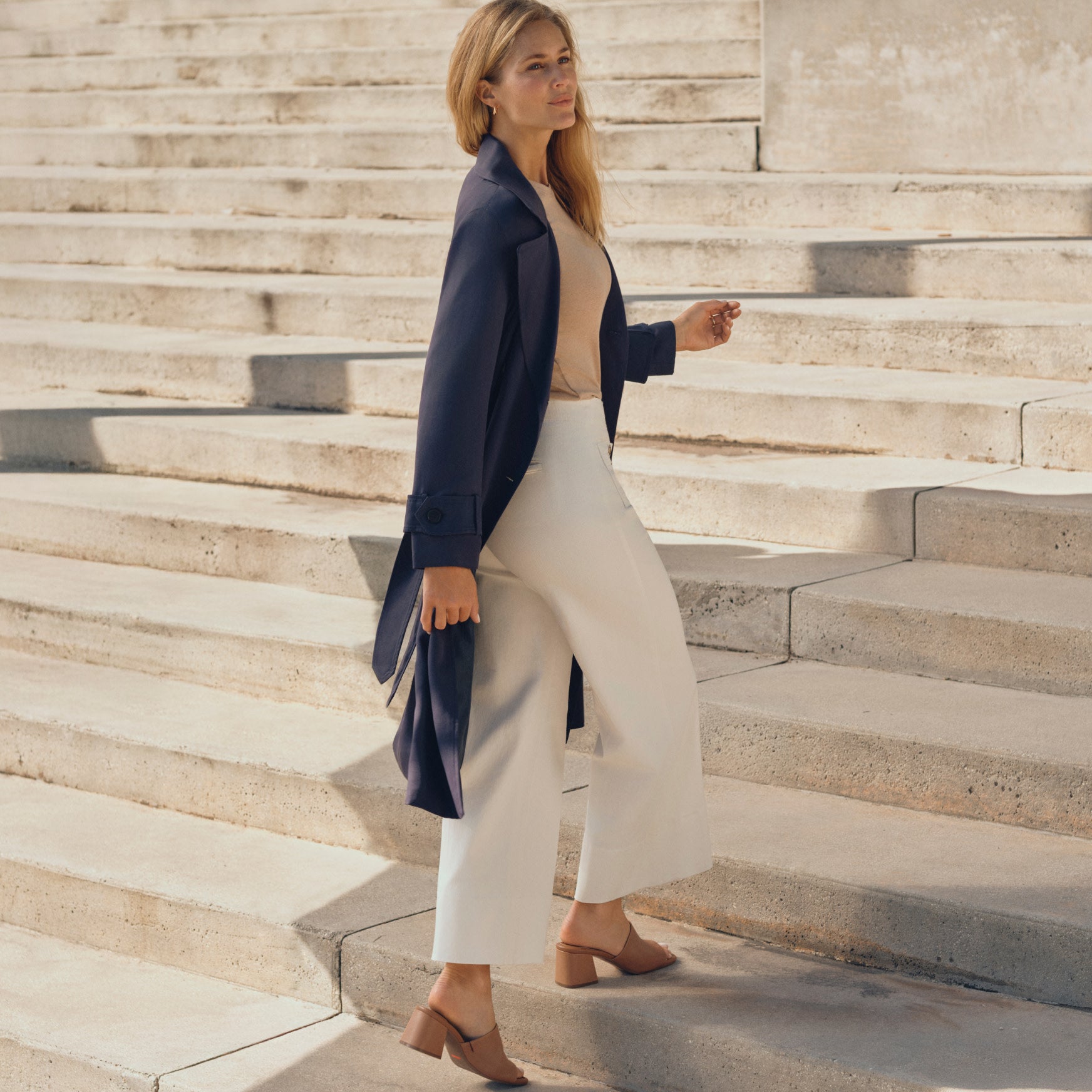 Rockport Women / Gracyn Slip-On Sandals - Ivory Leather