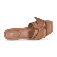 Rockport Women / Carsie Block Heel Square Toe Slip-on Sandals - Medium Natural