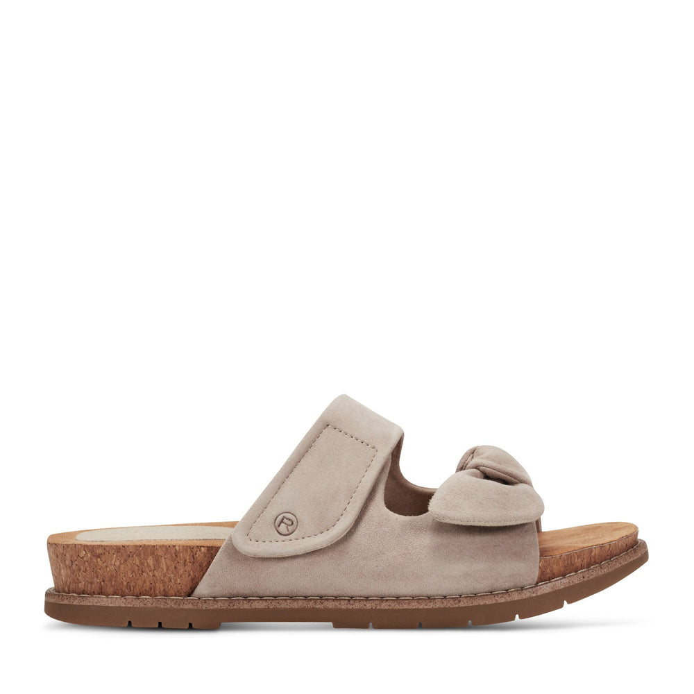 Rockport Women / Zova Slip-on Open Toe Flat Casual Sandals - Taupe Suede