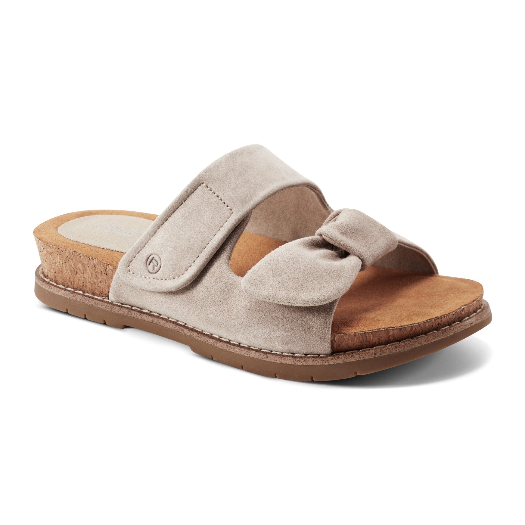 Rockport Women / Zova Slip-on Open Toe Flat Casual Sandals - Taupe Suede