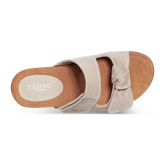 Rockport Women / Zova Slip-on Open Toe Flat Casual Sandals - Taupe Suede