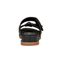 Rockport Women / Zova Slip-on Open Toe Flat Casual Sandals - Black Leather