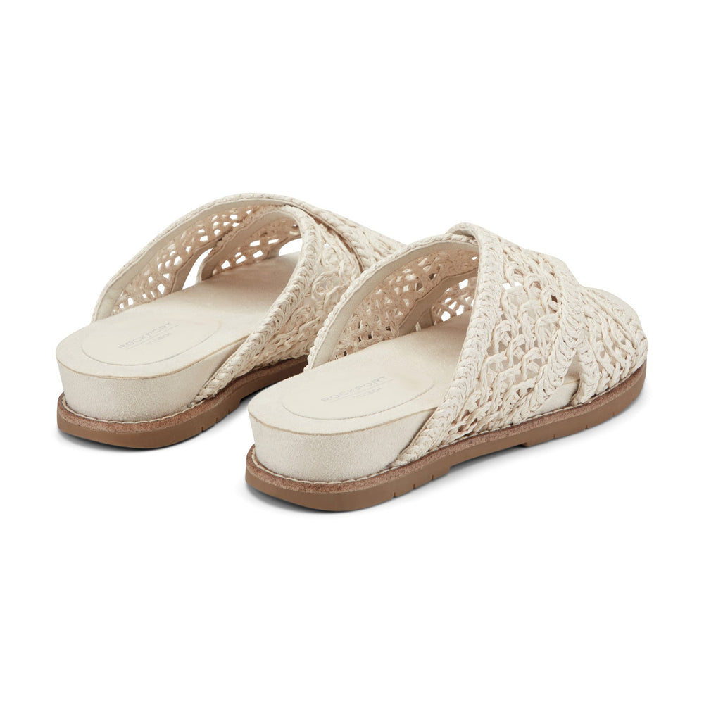 Rockport Women / Zora Open Toe Slip-on Flat Casual Sandals - Ivory