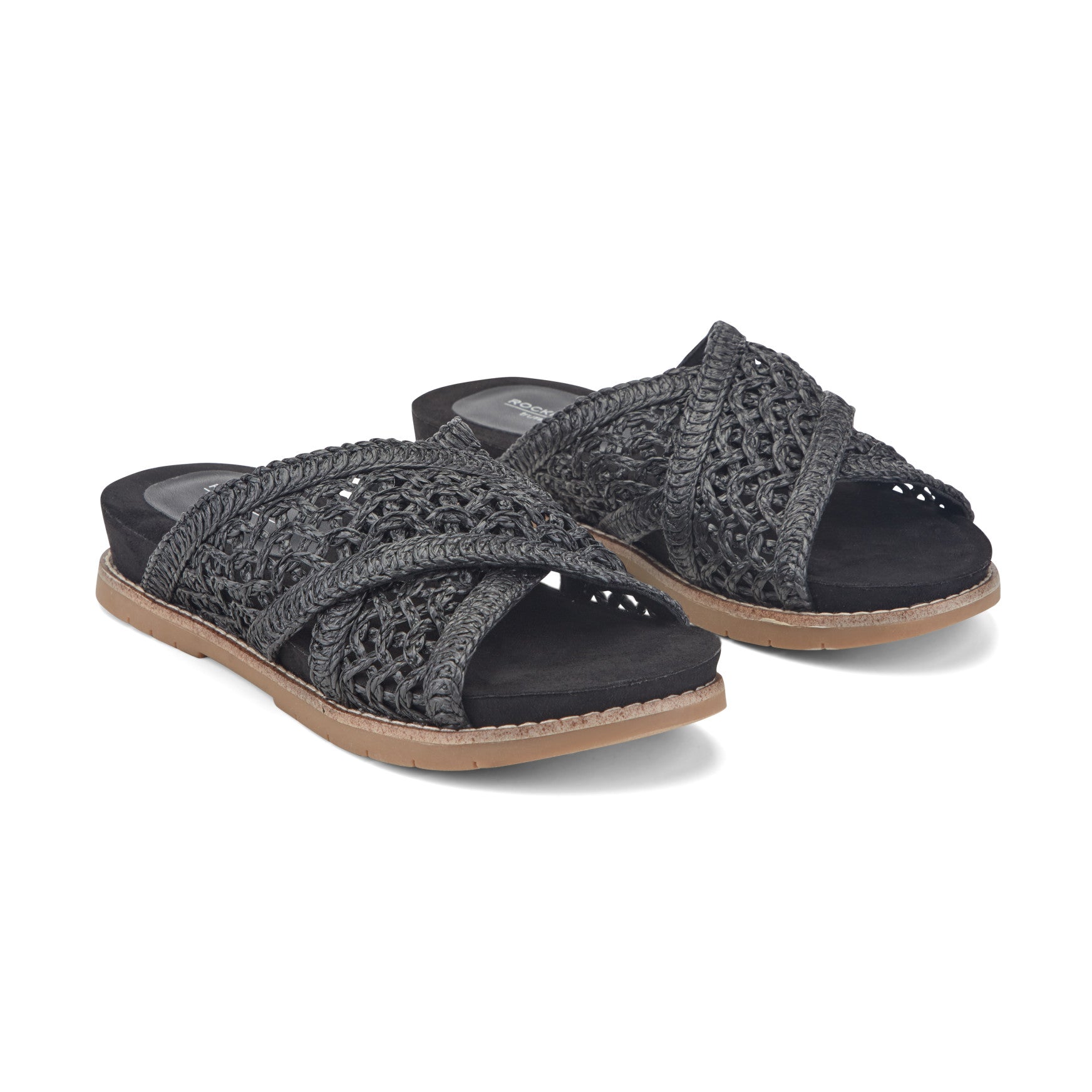 Rockport Women / Zora Open Toe Slip-on Flat Casual Sandals - Black