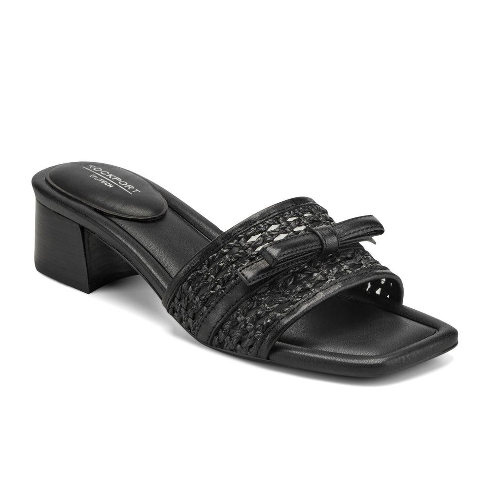 Rockport Women / Clarice Slip-On Sandals - Black Leather