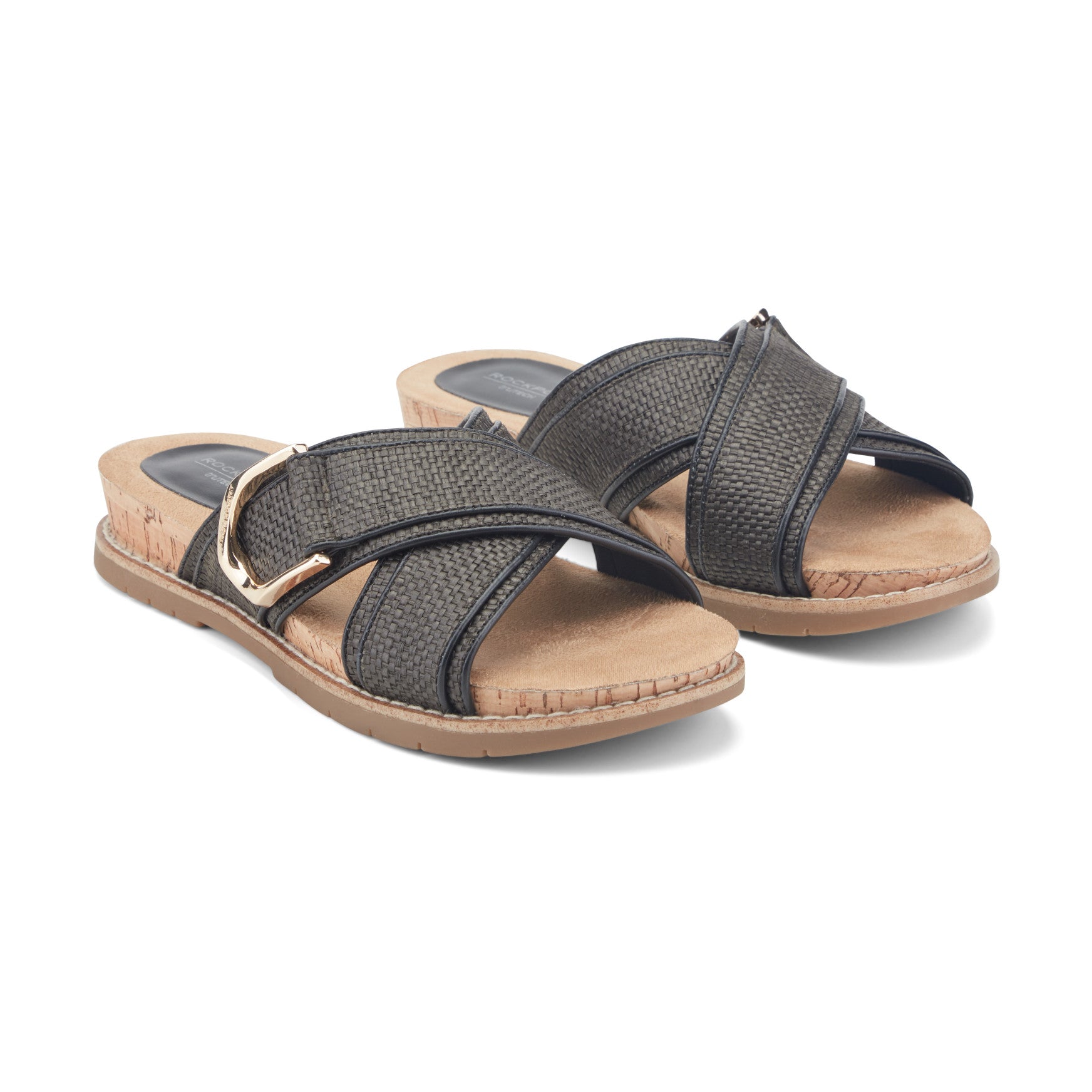 Rockport Women / Zemira Slip-on Casual Sandals - Black Raffia