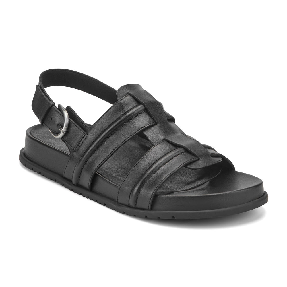 Rockport Women / Laina Slingback Fisherman Sandals - Black Leather