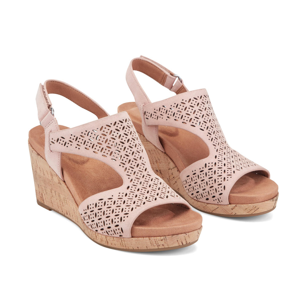 Rockport Women / Bristol Casual Wedge Sandals - Light Pink Suede