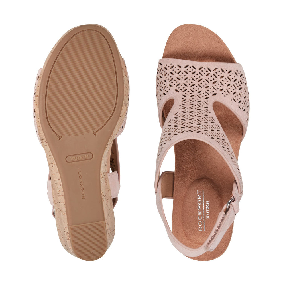 Rockport Women / Bristol Casual Wedge Sandals - Light Pink Suede